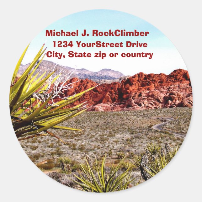 Desert Scenery Address Classic Round Sticker (Front)