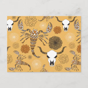 Desert Scorpions amongst the succulents and skulls Postcard
