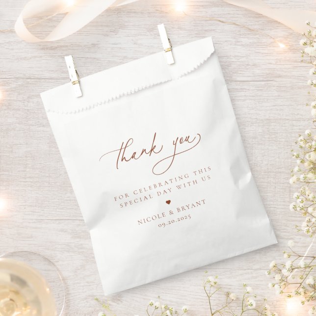 Desert Sienna Minimalist Wedding Thank You Favour Bag (Clipped)