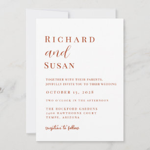 Desert Sienna Modern Minimalist Wedding Invitation