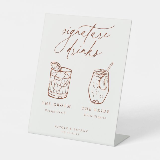 Desert Sienna Signature Drinks Pedestal Sign (Front)