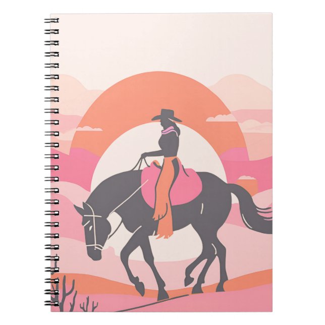Desert Skies with Cowgirl Riding her Horse Notebook (Front)