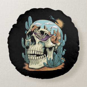 Desert Skull – Skeleton Siesta Round Cushion