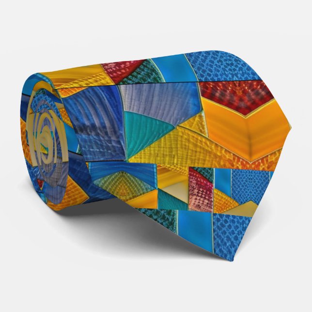 Desert Sky Colours - Quilt Patches Collage Tie (Rolled)