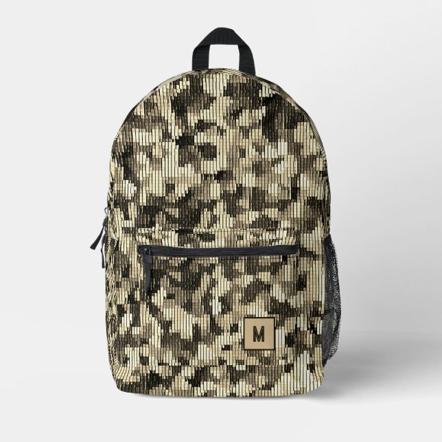 Desert snake digital camo futuristic  printed backpack (Front)