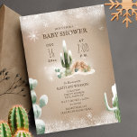 Desert Snow Cactus Winter Baby Shower Invitation<br><div class="desc">A winter baby shower theme featuring illustration of snow covered cactus and snowflakes over a cardstock inspired background.</div>