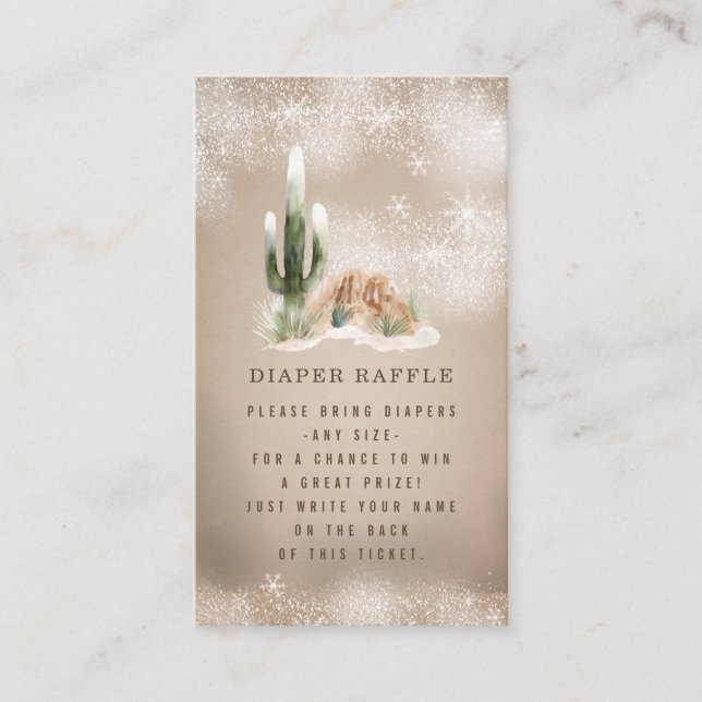 Desert Snow Winter Baby Shower Diaper Raffle  Enclosure Card (Front)