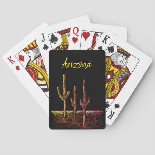 Desert Southwest Arizona Cactus Black Playing Cards
