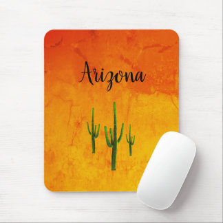 Desert Southwest Arizona Saguaro Cacti Orange  Mouse Pad