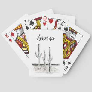 Desert Southwest Cactus Arizona Black White Playing Cards