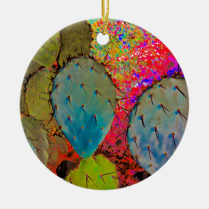 Desert Southwest Cactus Christmas  Ceramic Ornament