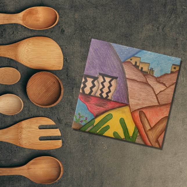 Desert Southwest Colourful Decorative Ceramic Tile (Creator Uploaded)