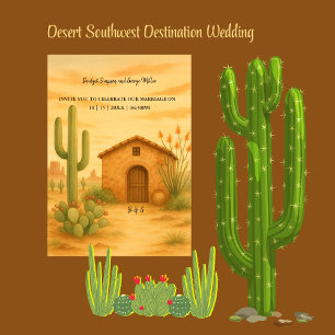 Desert Southwest golden Sunset Destination Wedding Invitation