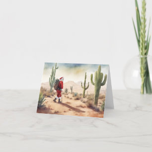 Desert/Southwest Santa Hiking Christmas Card