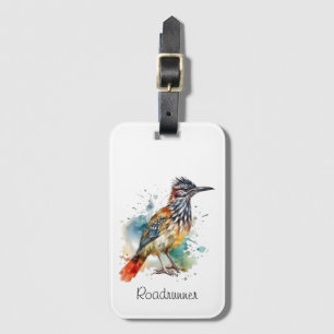 Desert Spirit, Roadrunner in Watercolor, custom Luggage Tag