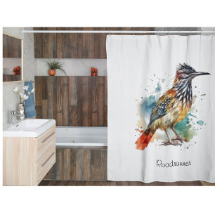 Desert Spirit, Roadrunner in Watercolor custom Shower Curtain