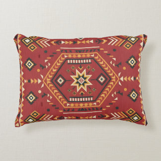 Desert Star Nomad – Vibrant Crimson Tribal Art Decorative Cushion
