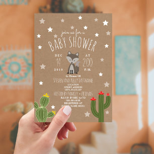 Desert Stars Wolf Pup Neutral Baby Shower Invitation