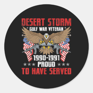 Desert Storm Veteran Pride Persian Gulf War  Classic Round Sticker
