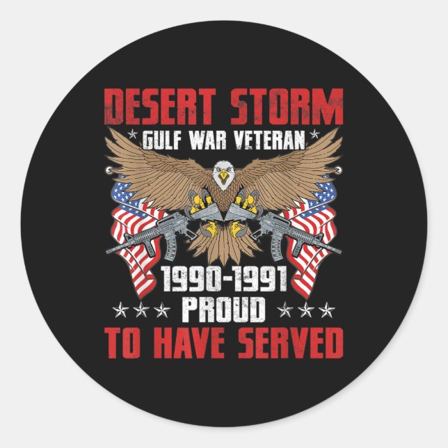 Desert Storm Veteran Pride Persian Gulf War  Classic Round Sticker (Front)
