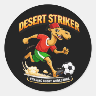 Desert Striker Camel Soccer Mascot - Morocco Footb Classic Round Sticker