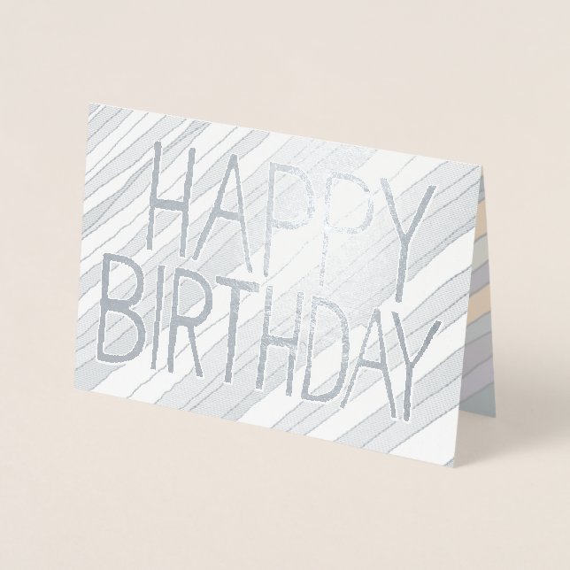 Desert Stripes Metallic Foil Happy Birthday Card (Front)