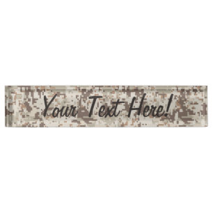 Desert Style Digital Camouflage Beige Decor Nameplate