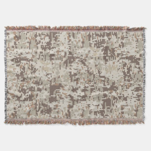 Desert Style Digital pixel beige Camouflage Throw Blanket