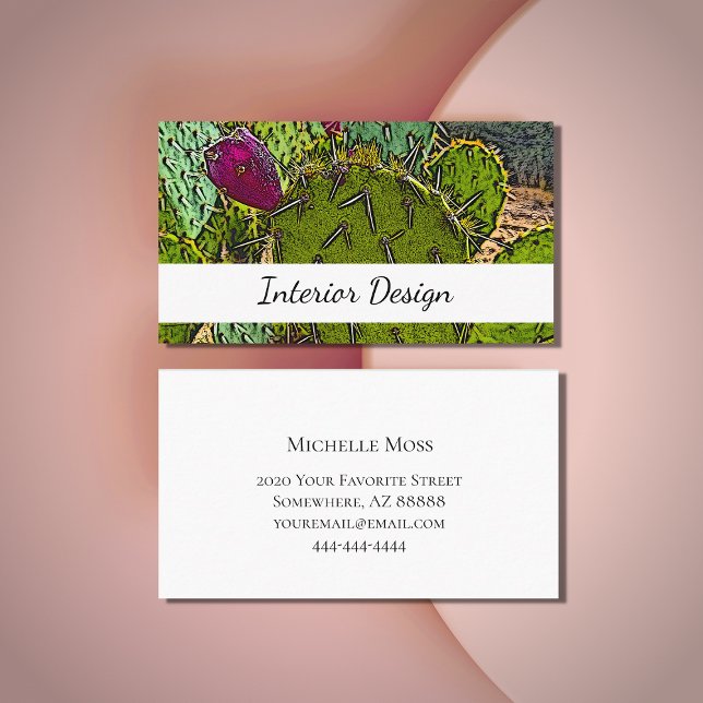 Desert Succulent Abstract Cactus Interior Design Business Card (Creator Uploaded)