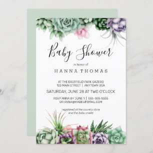 Desert Succulent Baby Shower Invitation