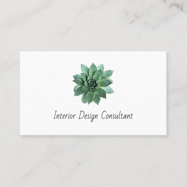 Desert Succulent Boho Botanical QR code Business Card (Front)