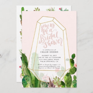 Desert Succulent Bridal Shower Invitation - Pink