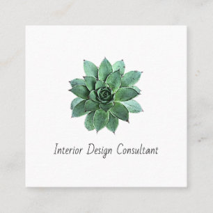 Desert Succulent QR code Interior Designer  Square Business Card
