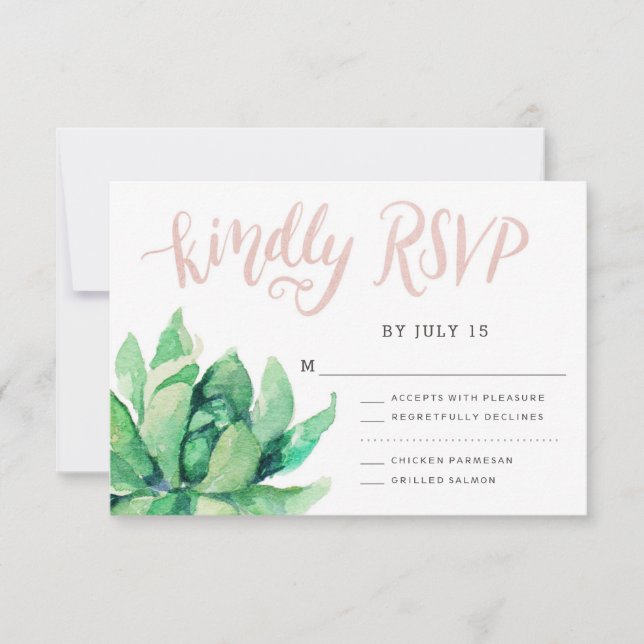 Desert Succulent RSVP Card - Pink (Front)