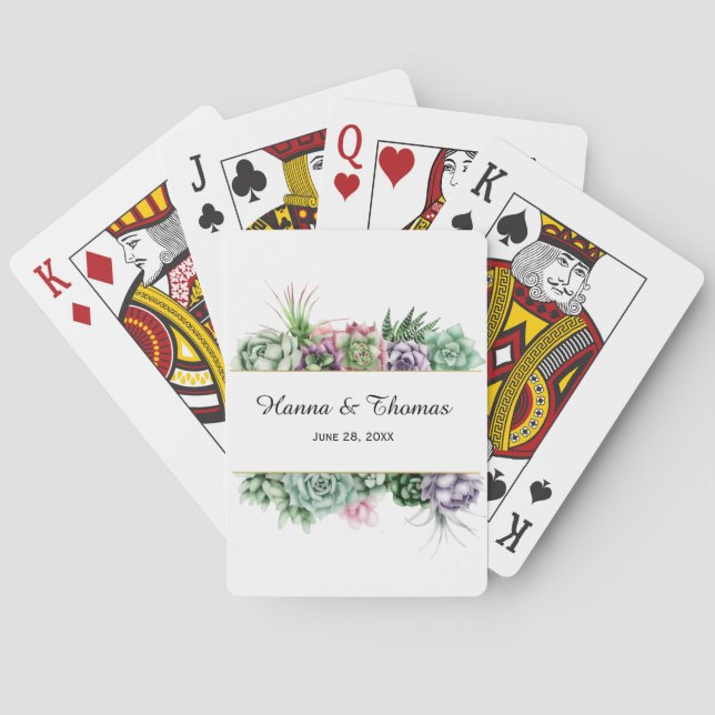 Desert Succulent Wedding Favour Playing Cards (Back)