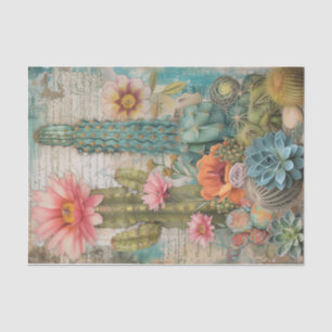 Desert Succulents Flowering Cacti Decoupage Tissue Paper