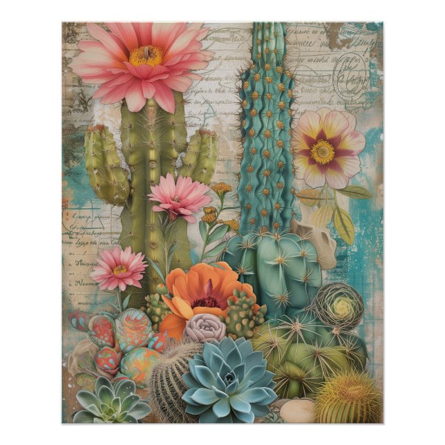 Desert Succulents Flowering Cacti  Poster (Front)
