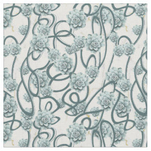 Desert Succulents for a Modern repeat Pattern Fabric