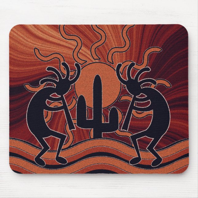 Desert Sun Cactus Kokopelli Southwest Mouse Pad (Front)