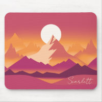 Desert Sun Mountain Peaks Landscape Illustration