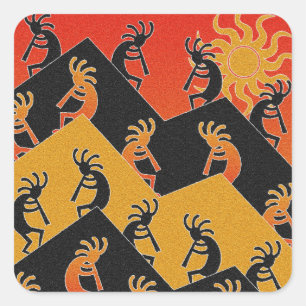 Desert Sun Southwest Kokopelli Square Sticker