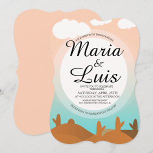 Desert Sunrise Cactus Shadows Wedding Invitations