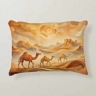 Desert Sunrise Camels Shifting Sands Decorative Cushion