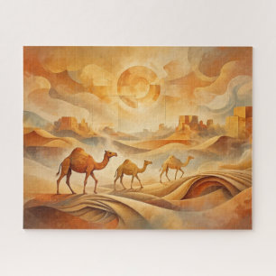 Desert Sunrise Camels Shifting Sands Jigsaw Puzzle