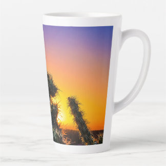 Desert Sunrise Through Cholla Cactus Silhouettes Latte Mug
