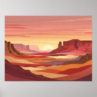 Desert Sunset Abstract Background – Warm Earth Poster