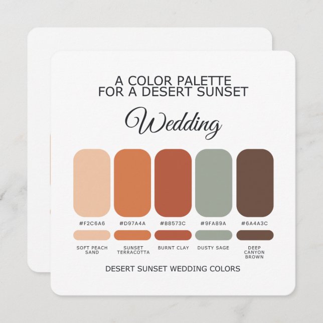 Desert Sunset Boho Wedding Color Palette Card (Front/Back)