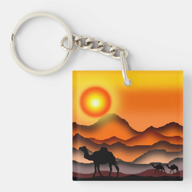 Desert Sunset Camel Keychain (Front)