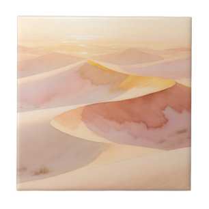 Desert Sunset Dunes Watercolor Ceramic Tile