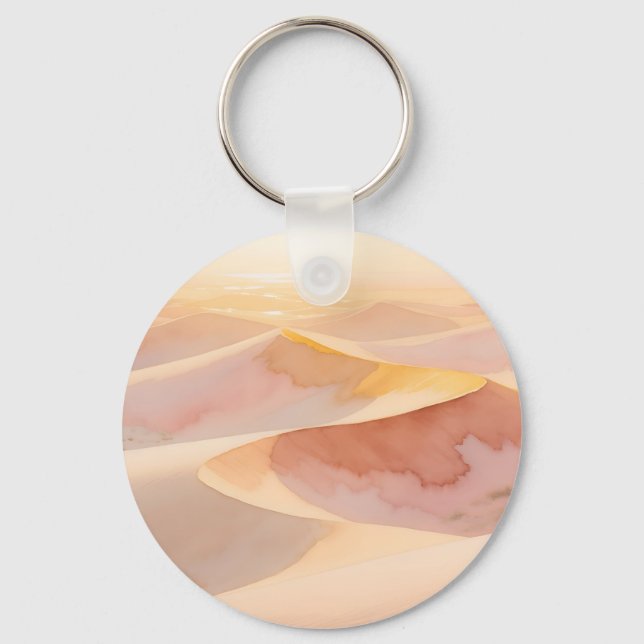 Desert Sunset Dunes Watercolor Key Ring (Front)